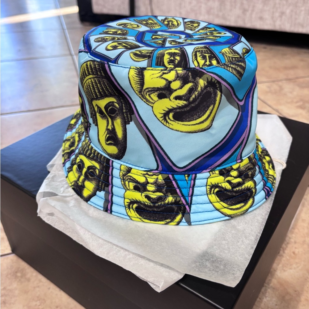 Versace Blue and Yellow Graphic Bucket Hat - Picture 2 of 8